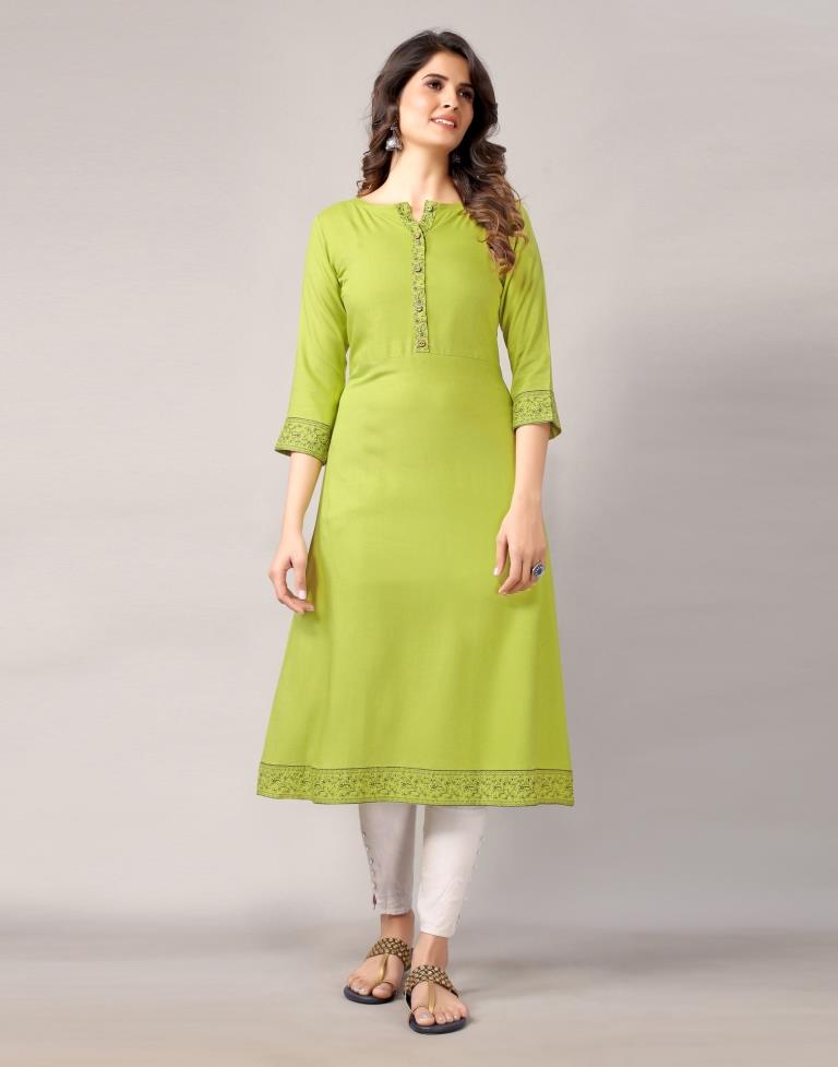 Green Printed Kurti | Leemboodi