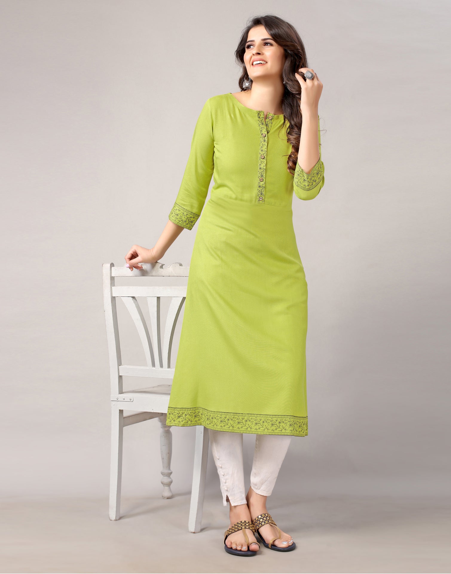 Green Printed Kurti | Leemboodi