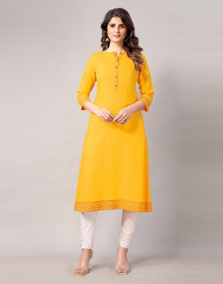 Yellow Printed Kurti | Sudathi