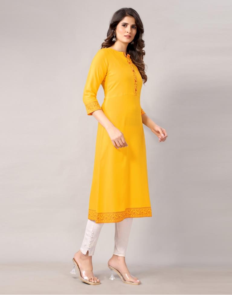 Yellow Printed Kurti | Sudathi