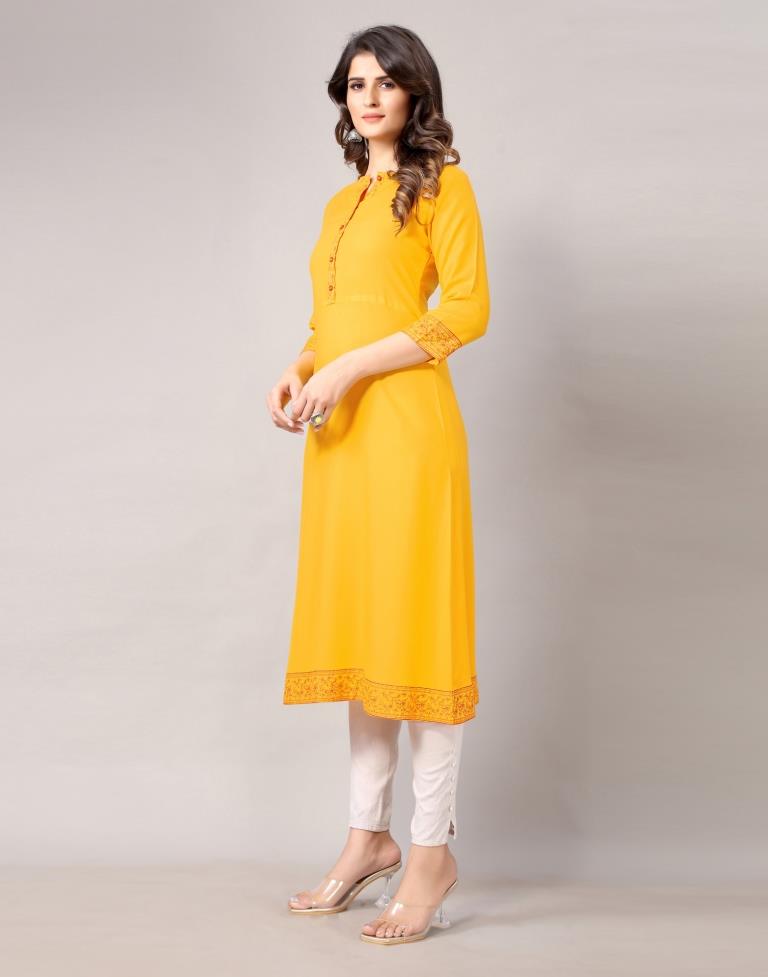 Yellow Printed Kurti | Sudathi