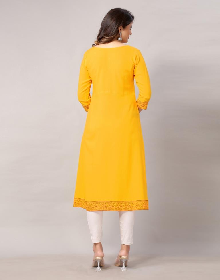 Yellow Printed Kurti | Sudathi