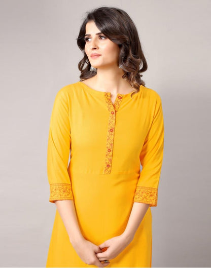 Yellow Printed Kurti | Sudathi