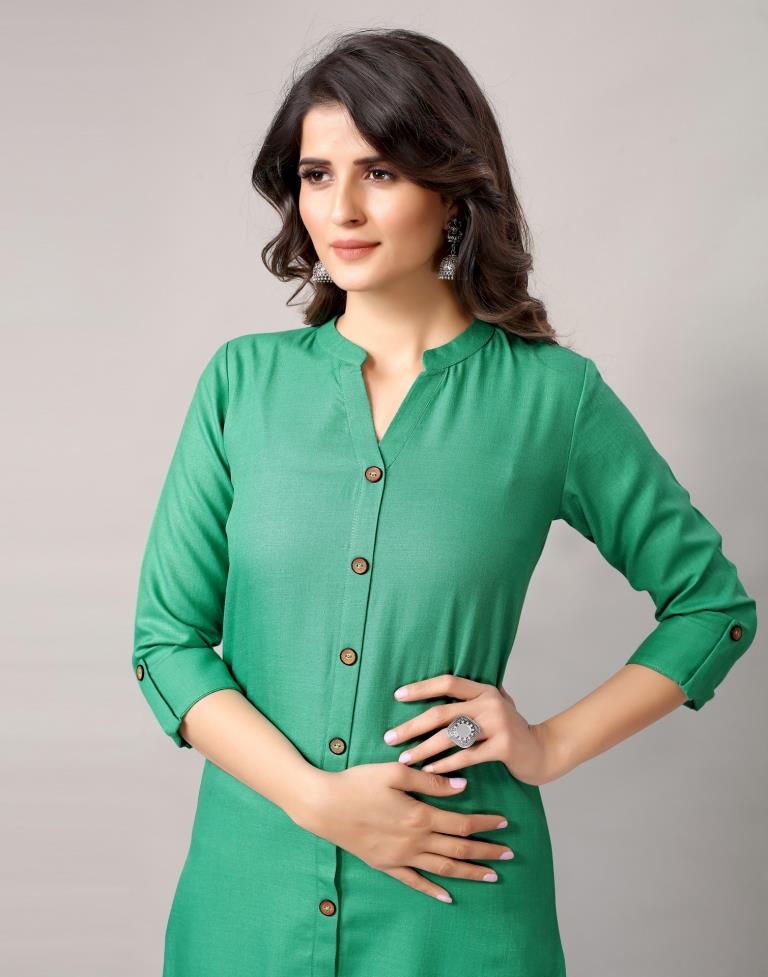 Aqua Green Dyed Kurti | Leemboodi