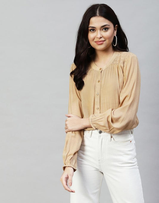 Beige Casual Shirt | Leemboodi