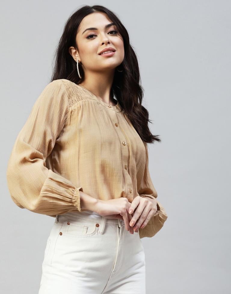 Beige Casual Shirt | Leemboodi