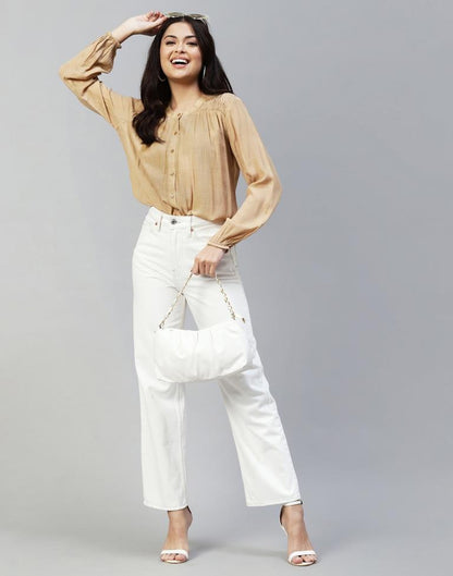 Beige Casual Shirt | Leemboodi