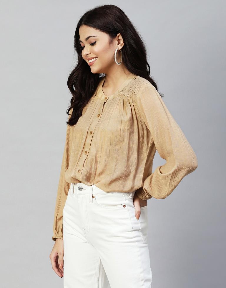 Beige Casual Shirt | Leemboodi