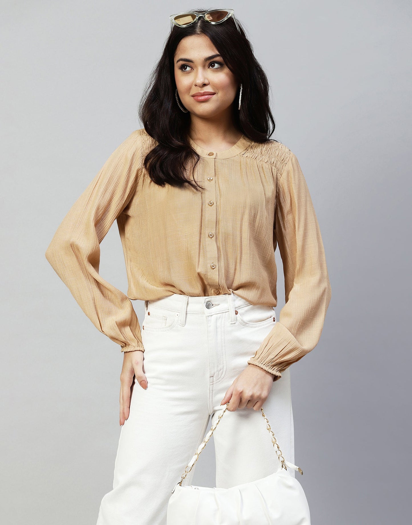 Beige Casual Shirt | Leemboodi