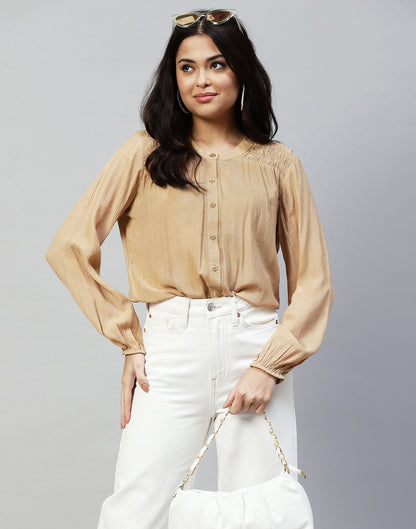 Beige Casual Shirt | Leemboodi