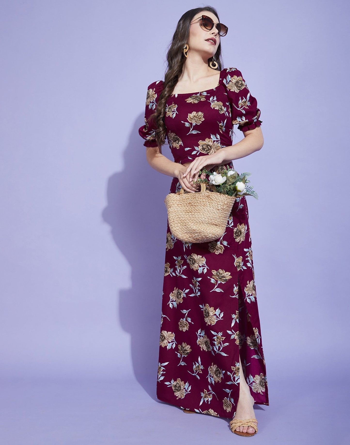 Maroon Slit Co-Ords Set