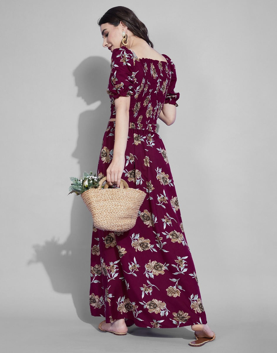 Maroon Slit Co-Ords Set | Leemboodi