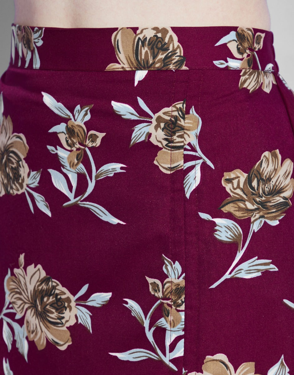 Maroon Slit Co-Ords Set | Leemboodi