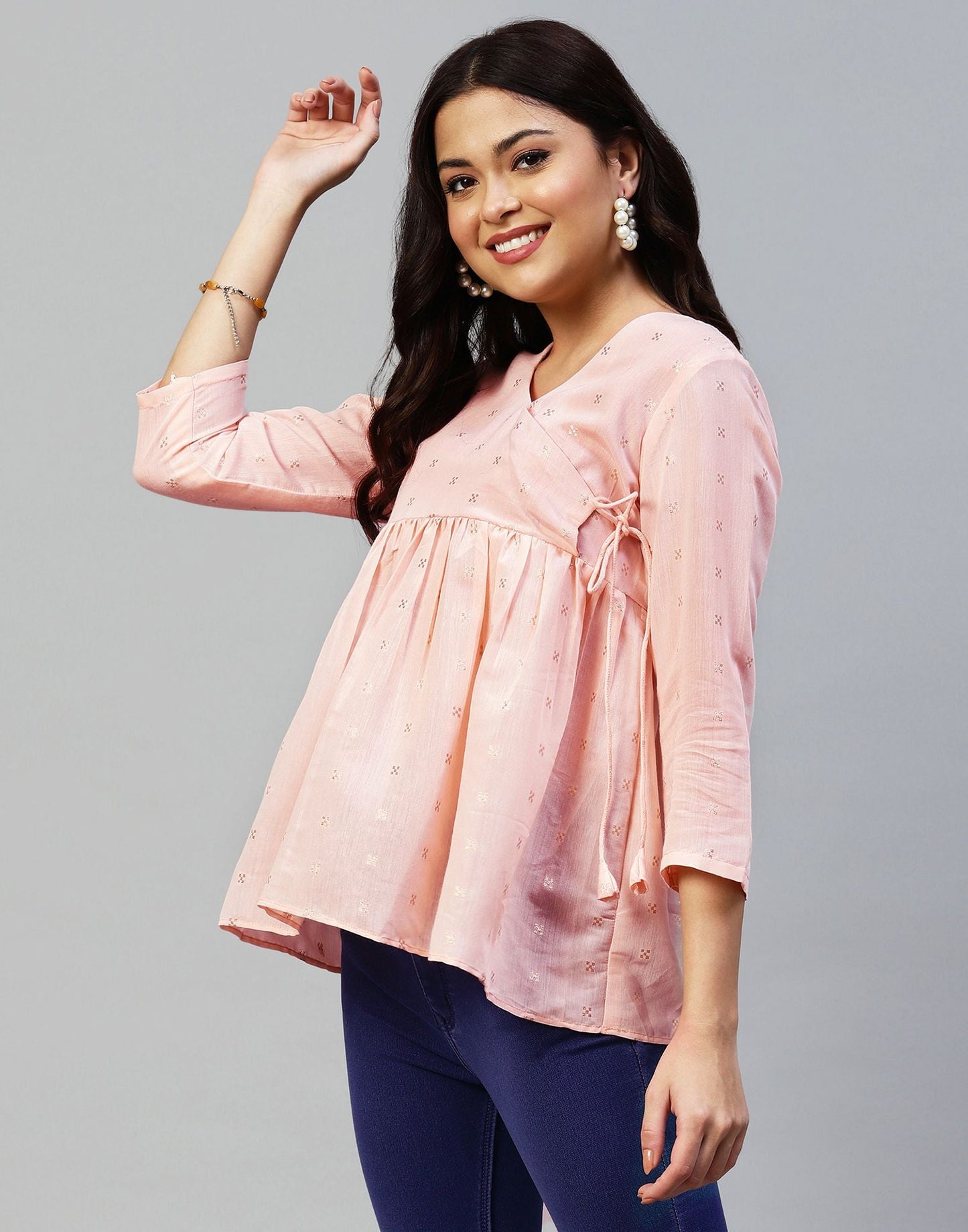Light Pink Plain Viscose Tunic Top
