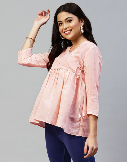 Light Pink Plain Viscose Tunic Top