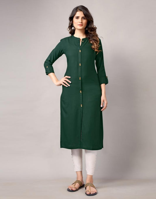 Bottal Green Solid Kurti | Sudathi