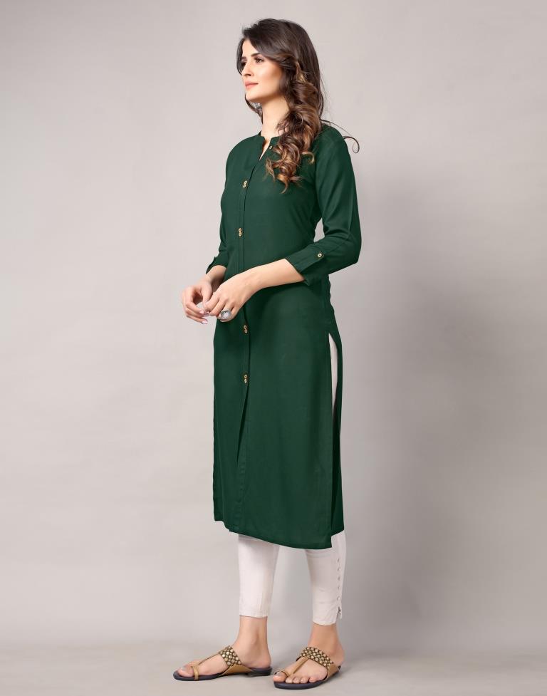 Bottal Green Solid Kurti | Sudathi