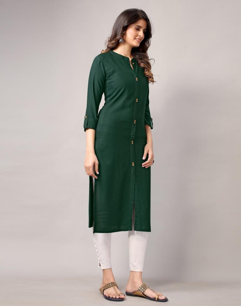 Bottal Green Solid Kurti | Sudathi