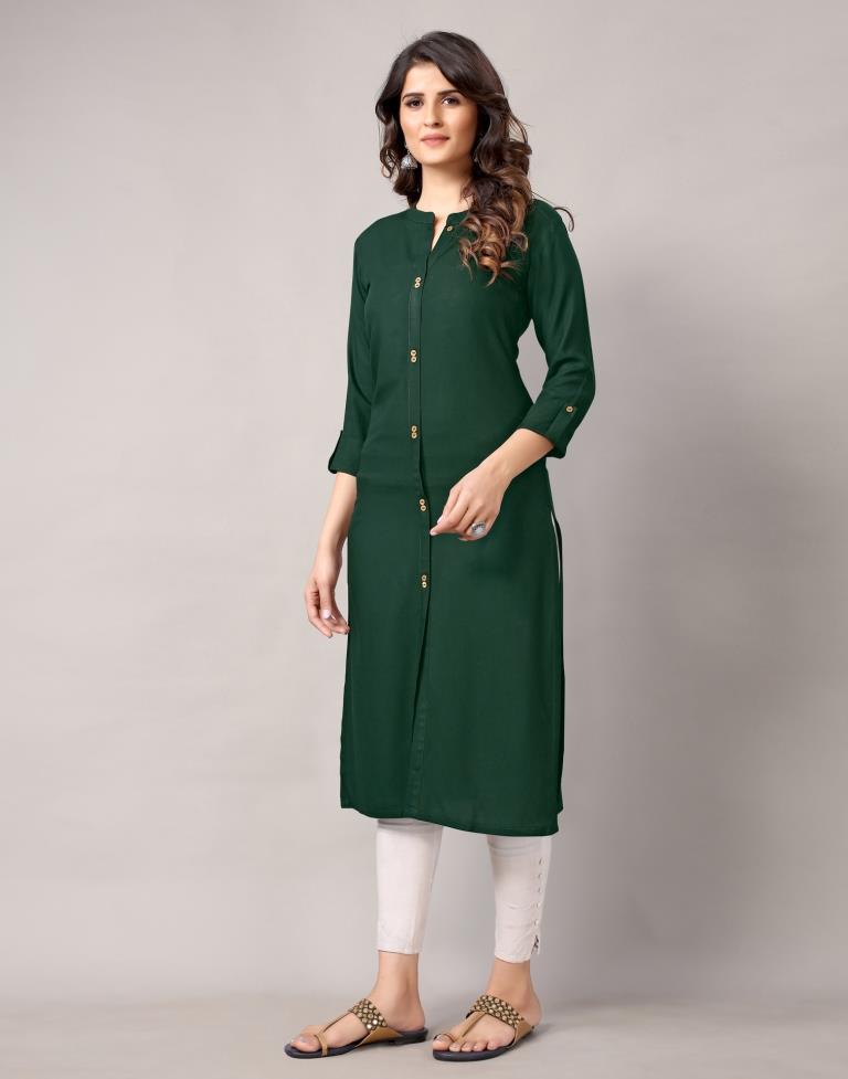 Bottal Green Solid Kurti | Sudathi