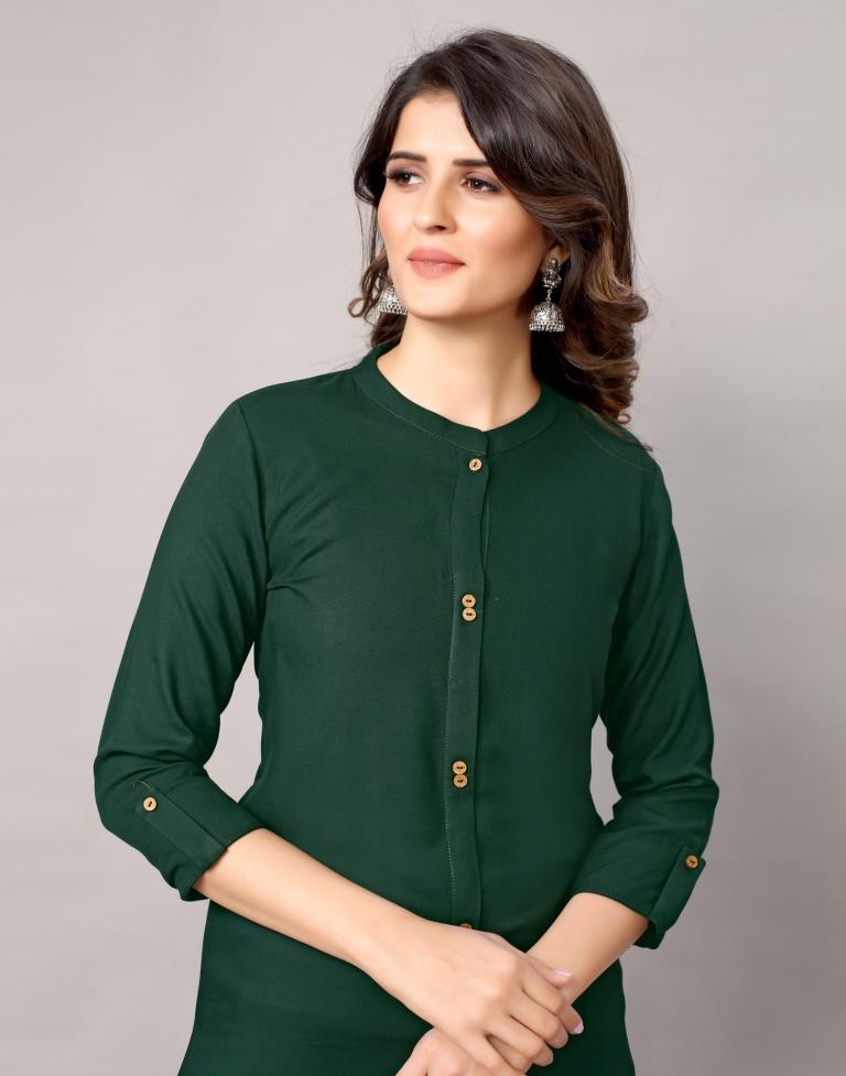 Bottal Green Solid Kurti | Sudathi