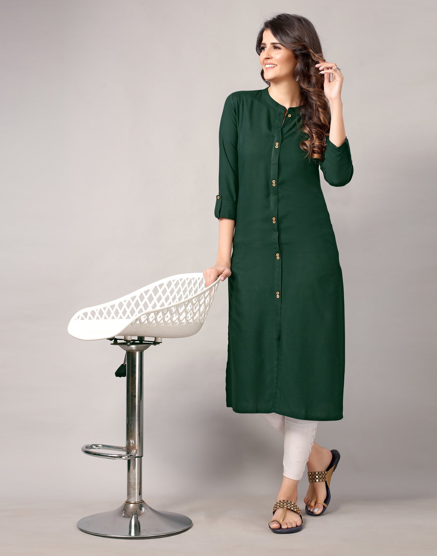 Bottal Green Solid Kurti | Sudathi