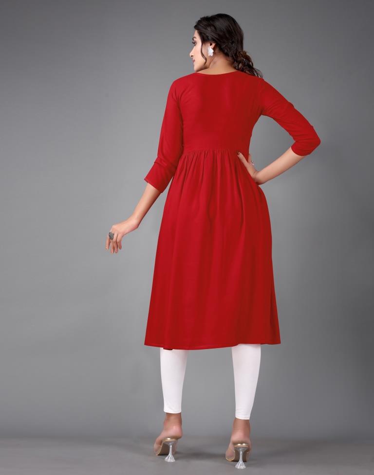 Red Embroidered Kurti | Sudathi