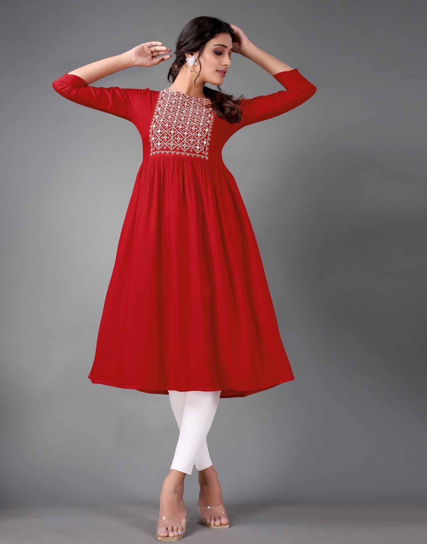 Red Embroidered Kurti | Sudathi