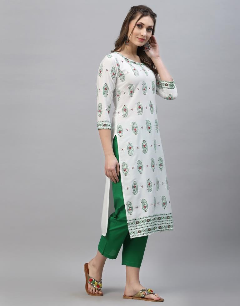 White Printed Kurti | Sudathi