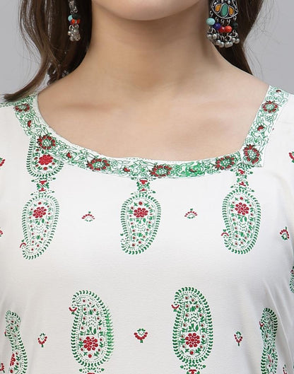 White Printed Kurti | Sudathi