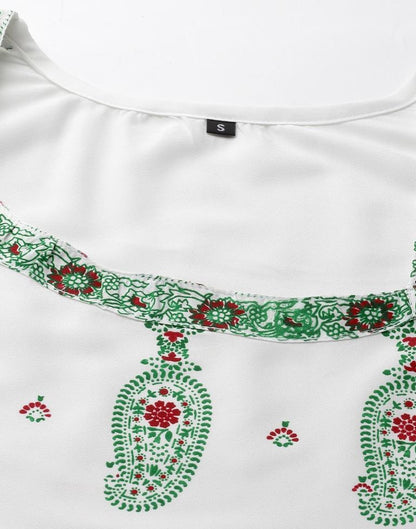 White Printed Kurti | Sudathi