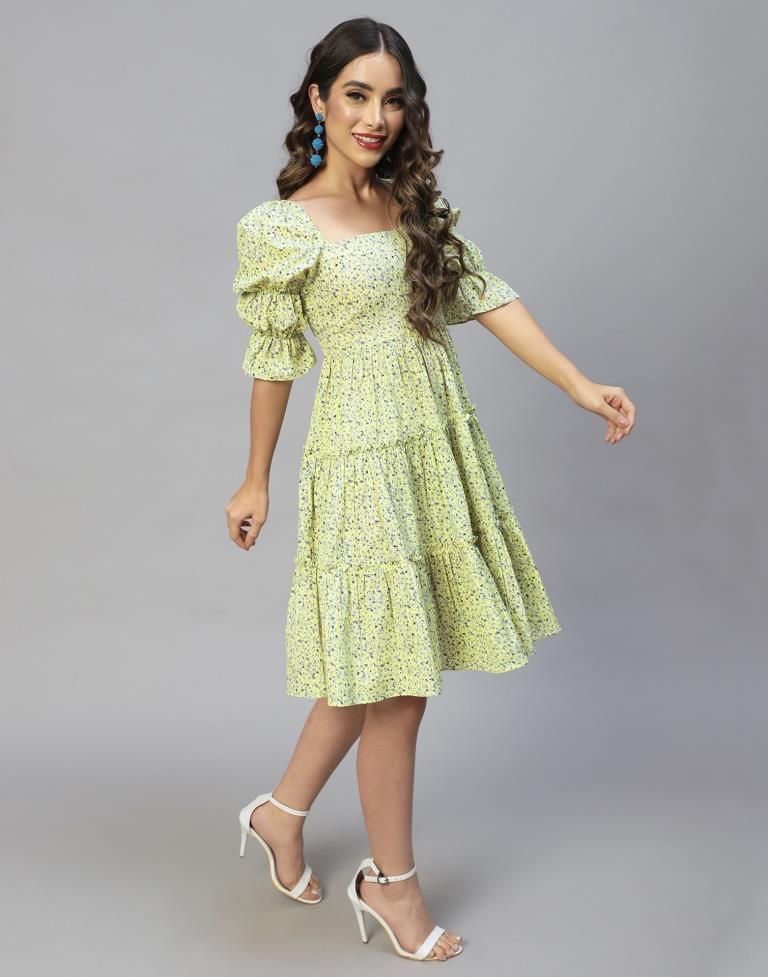 Lime Yellow Frilled Dress | Leemboodi