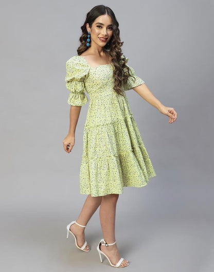 Lime Yellow Frilled Dress | Leemboodi