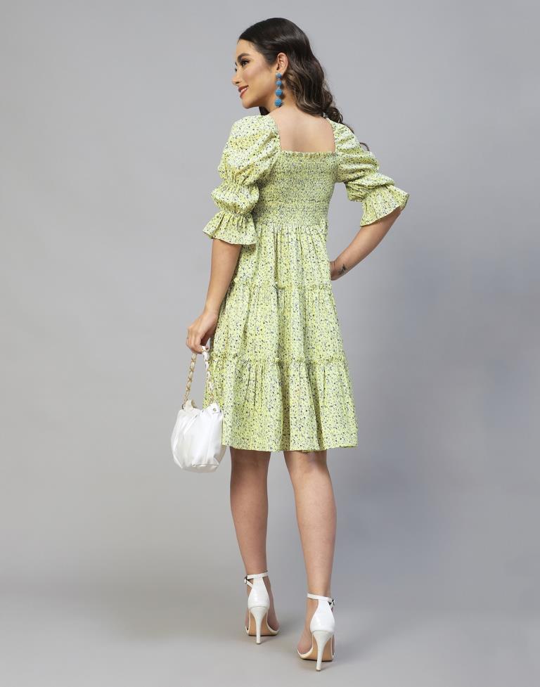 Lime Yellow Frilled Dress | Leemboodi