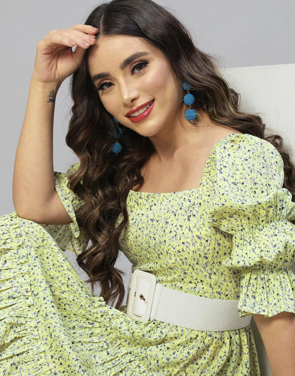 Lime Yellow Frilled Dress | Leemboodi