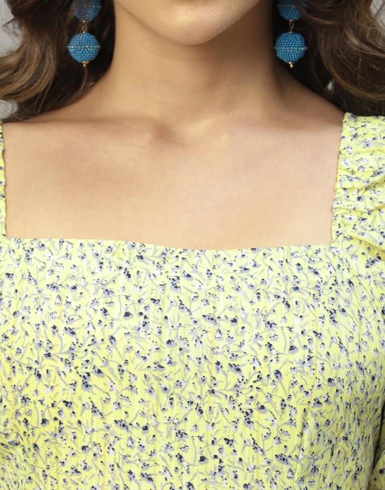 Lime Yellow Frilled Dress | Leemboodi