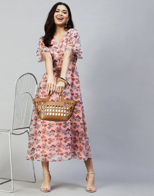 Baby Pink Floral Dress | Leemboodi