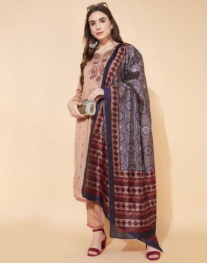 Brown Kurti With Pant And Dupatta | Leemboodi