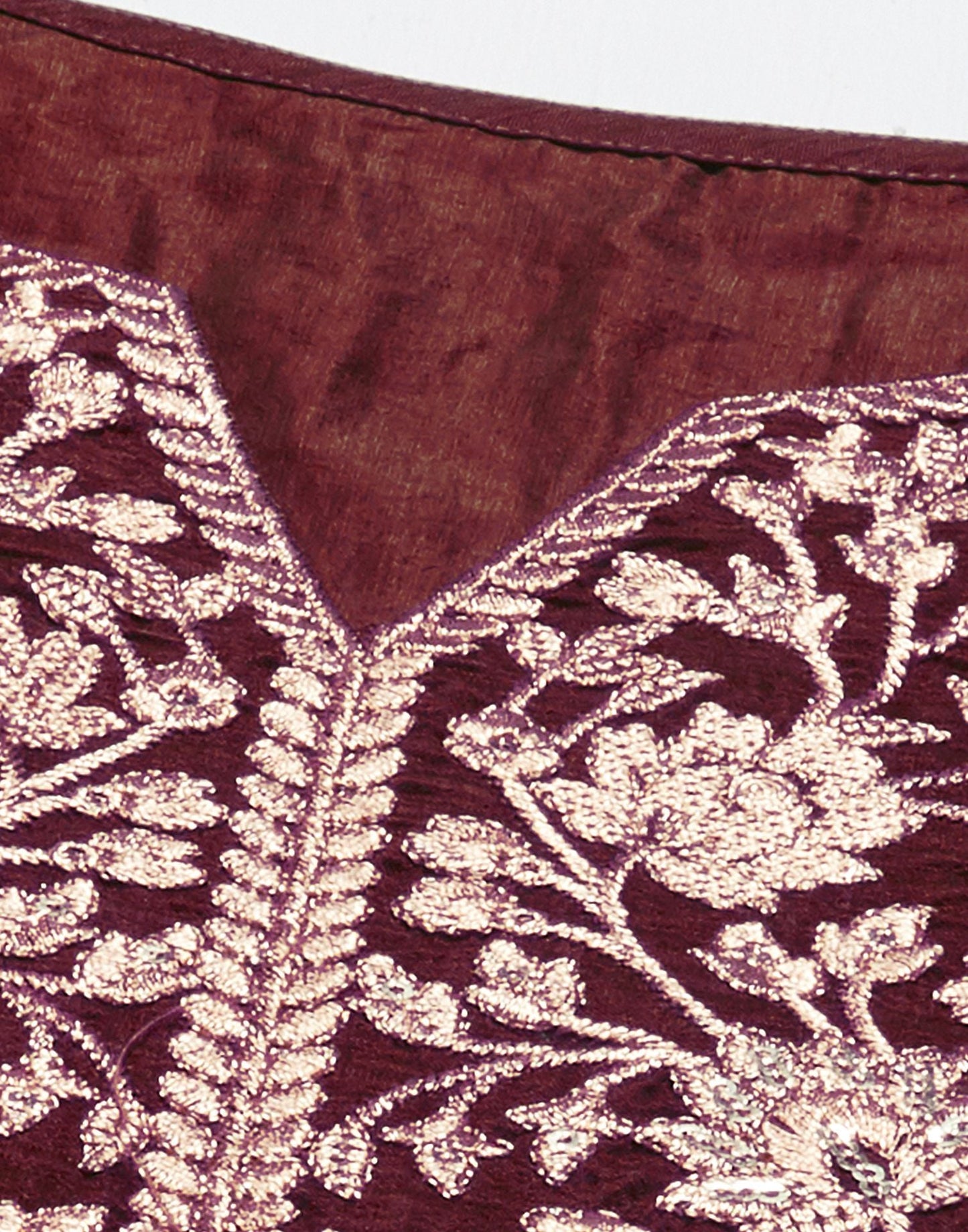 Maroon Embroidered Chinnon Kurta With Pant And Dupatta