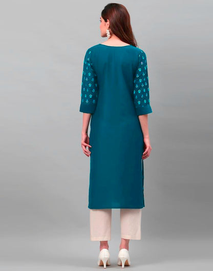 Teal Blue Printed Kurti | Sudathi