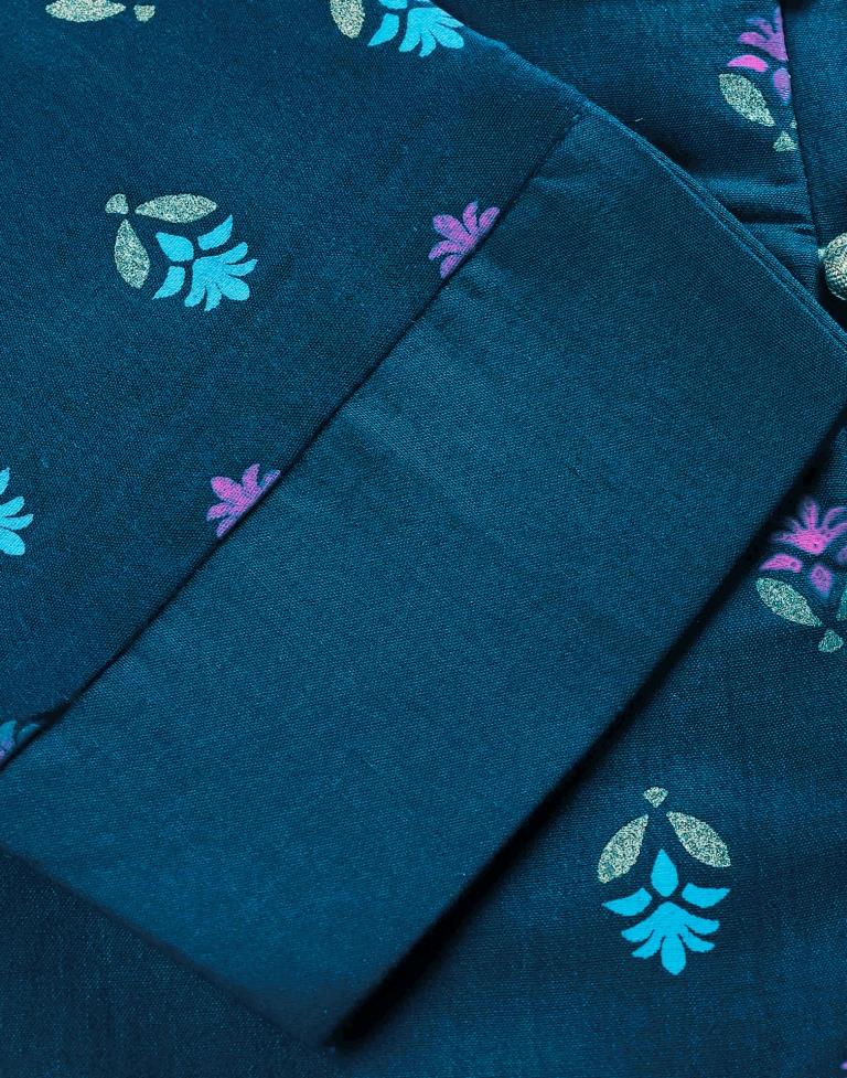 Teal Blue Printed Kurti | Sudathi