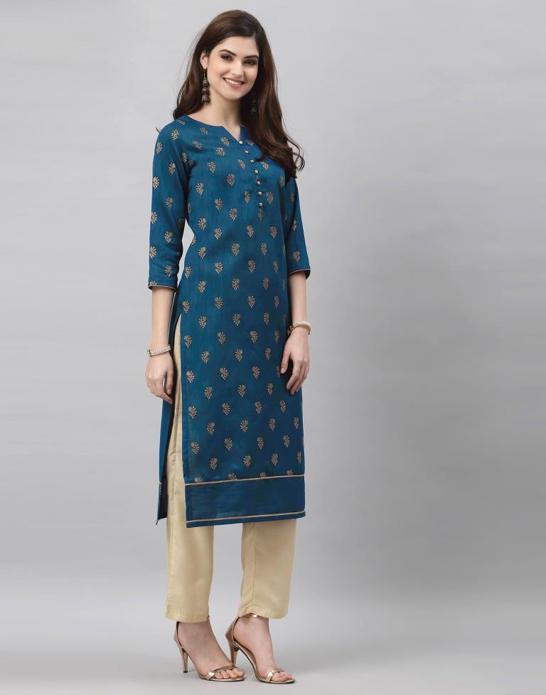 Teal Printed Kurti | Sudathi