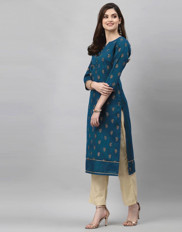 Teal Printed Kurti | Sudathi