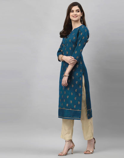 Teal Printed Kurti | Sudathi