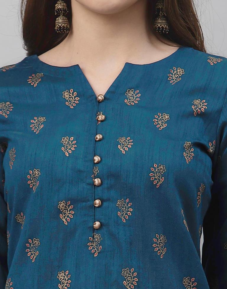 Teal Printed Kurti | Sudathi