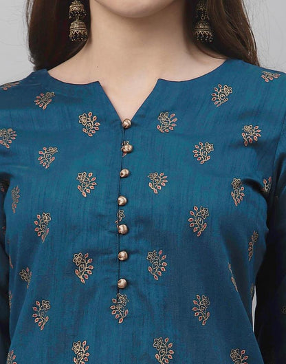 Teal Printed Kurti | Sudathi