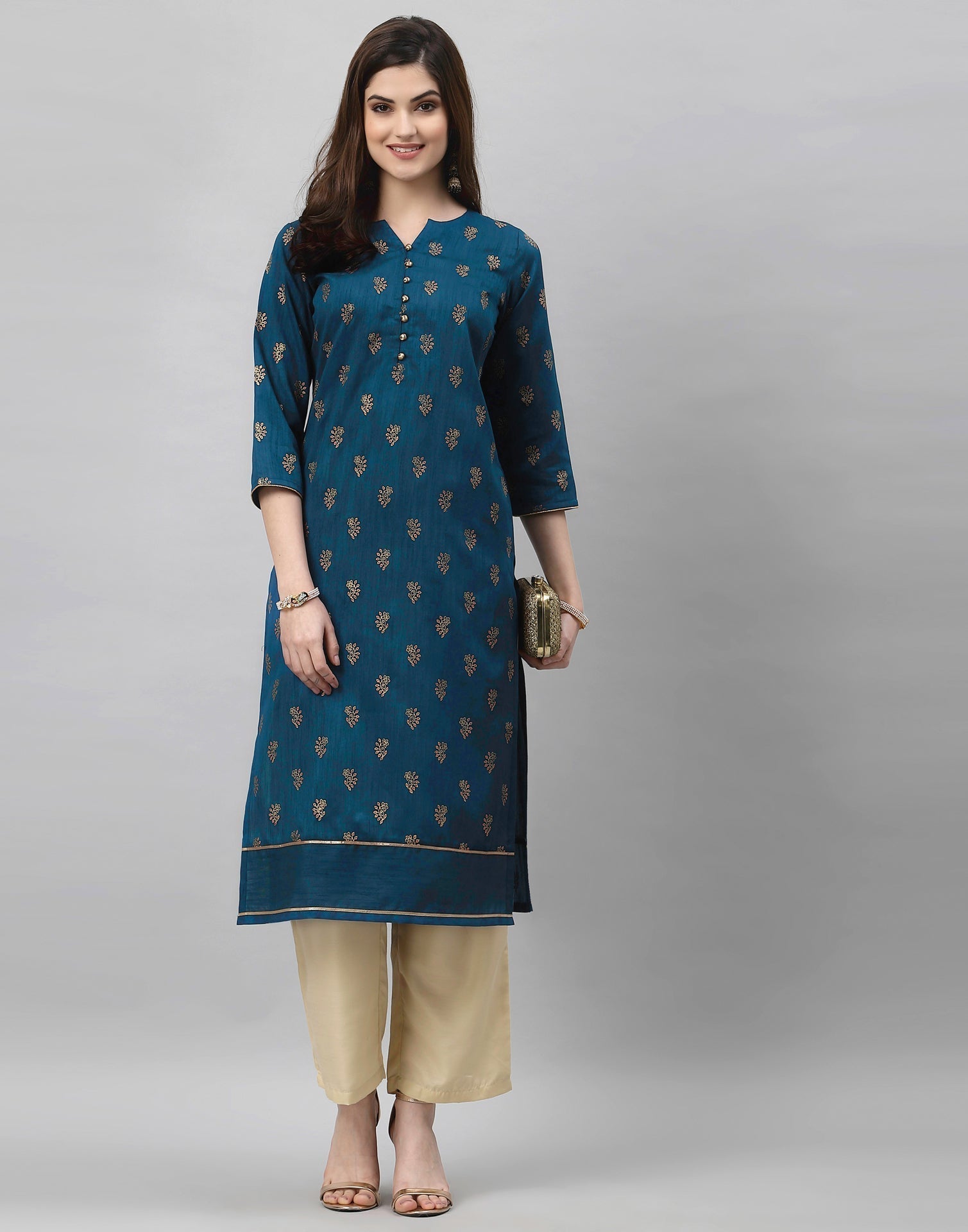 Teal Printed Kurti | Sudathi
