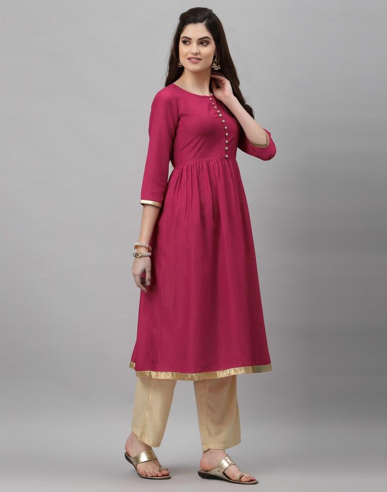 Rani Pink Solid Kurti | Sudathi