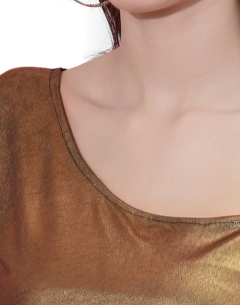 Golden Metallic One Shoulder Crop top | Leemboodi
