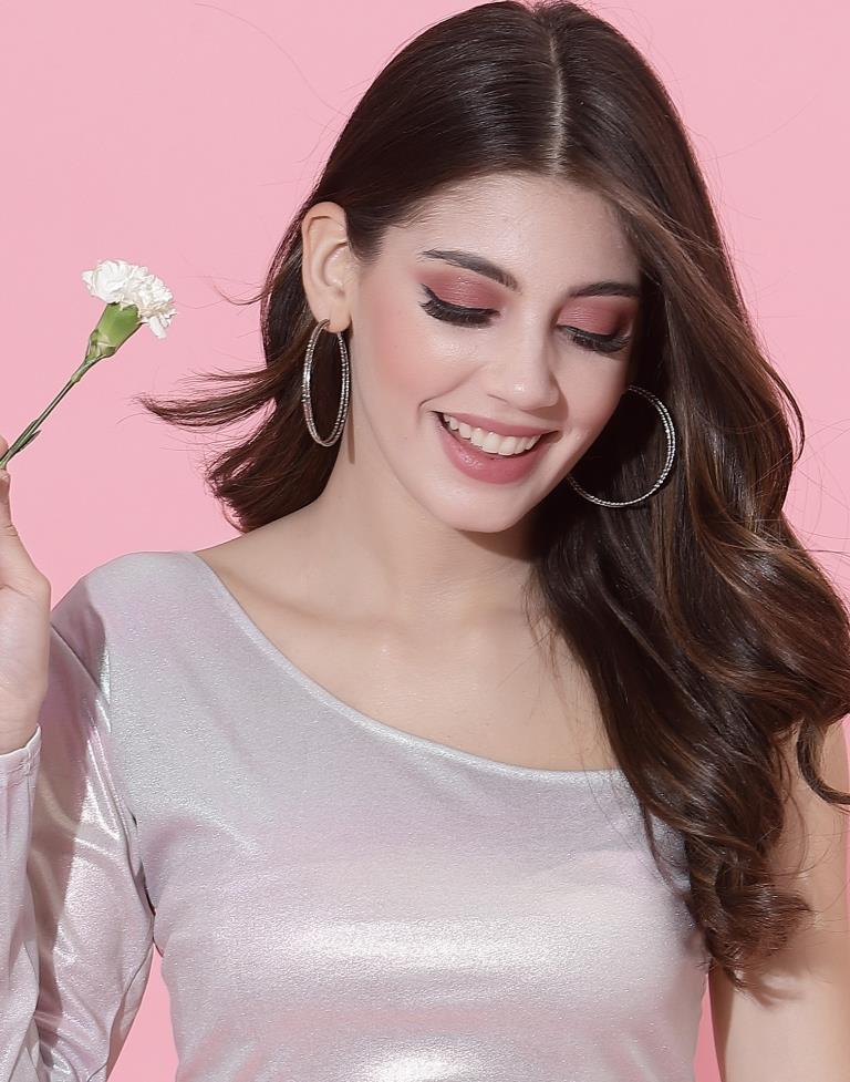 Silver Metallic One Shoulder Crop top | Leemboodi