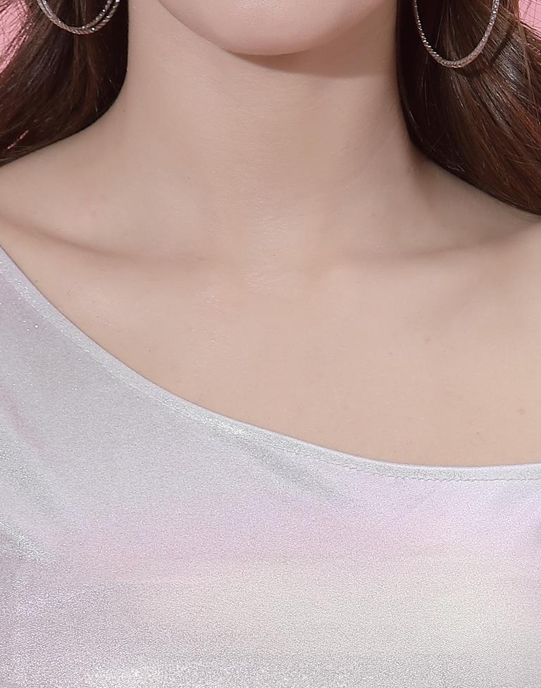 Silver Metallic One Shoulder Crop top | Leemboodi